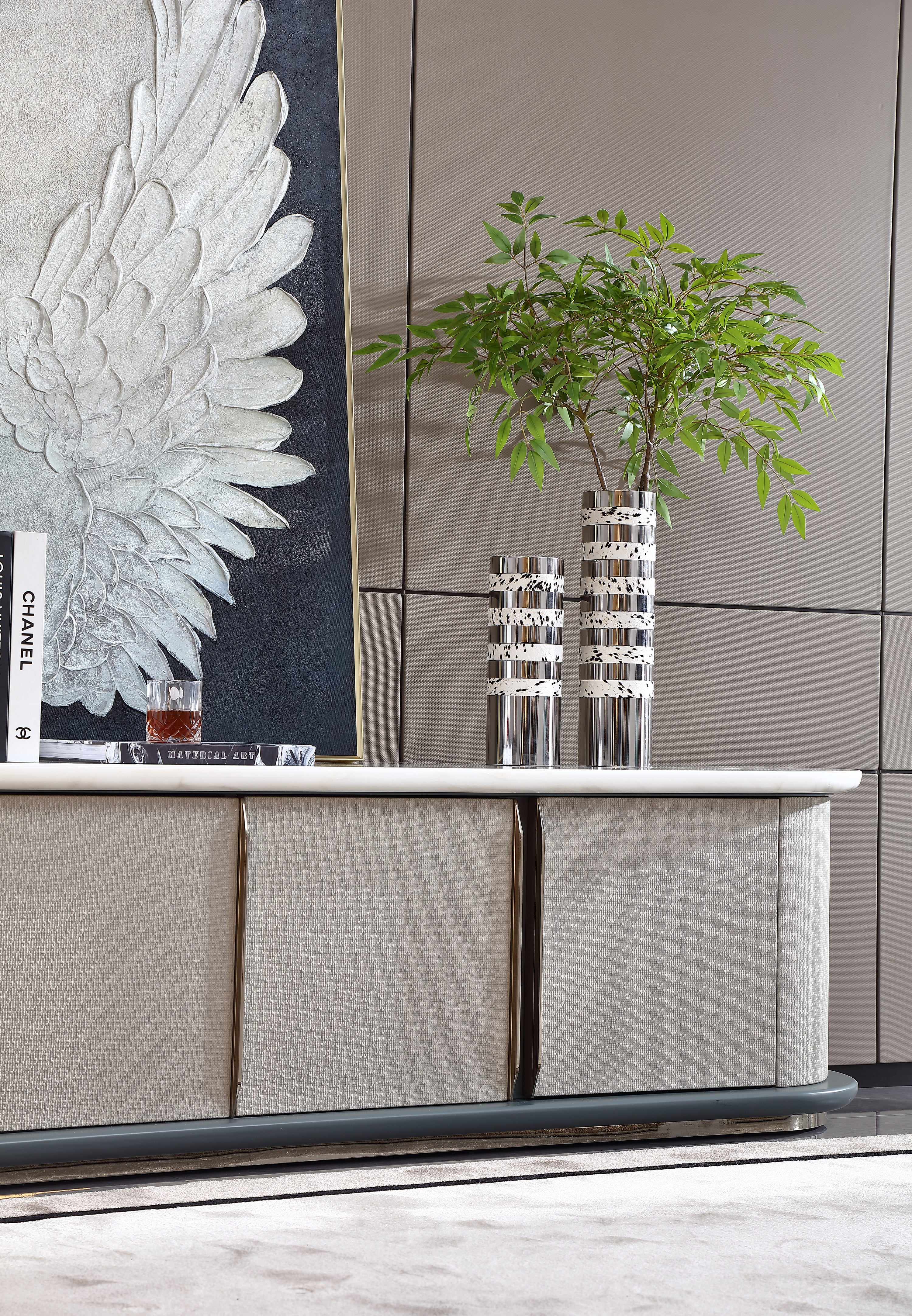 HOTTOP Marble Top Media Console