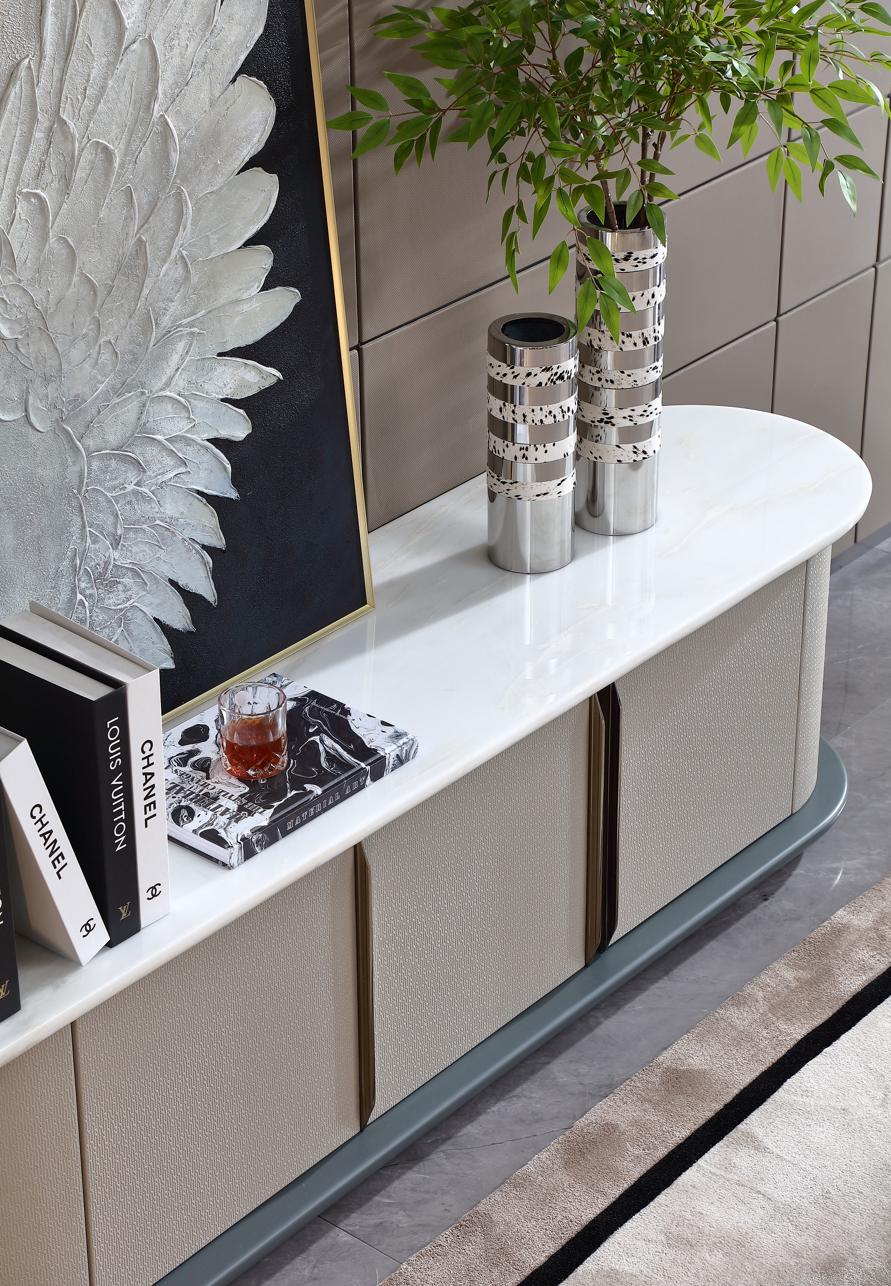 HOTTOP Marble Top Media Console