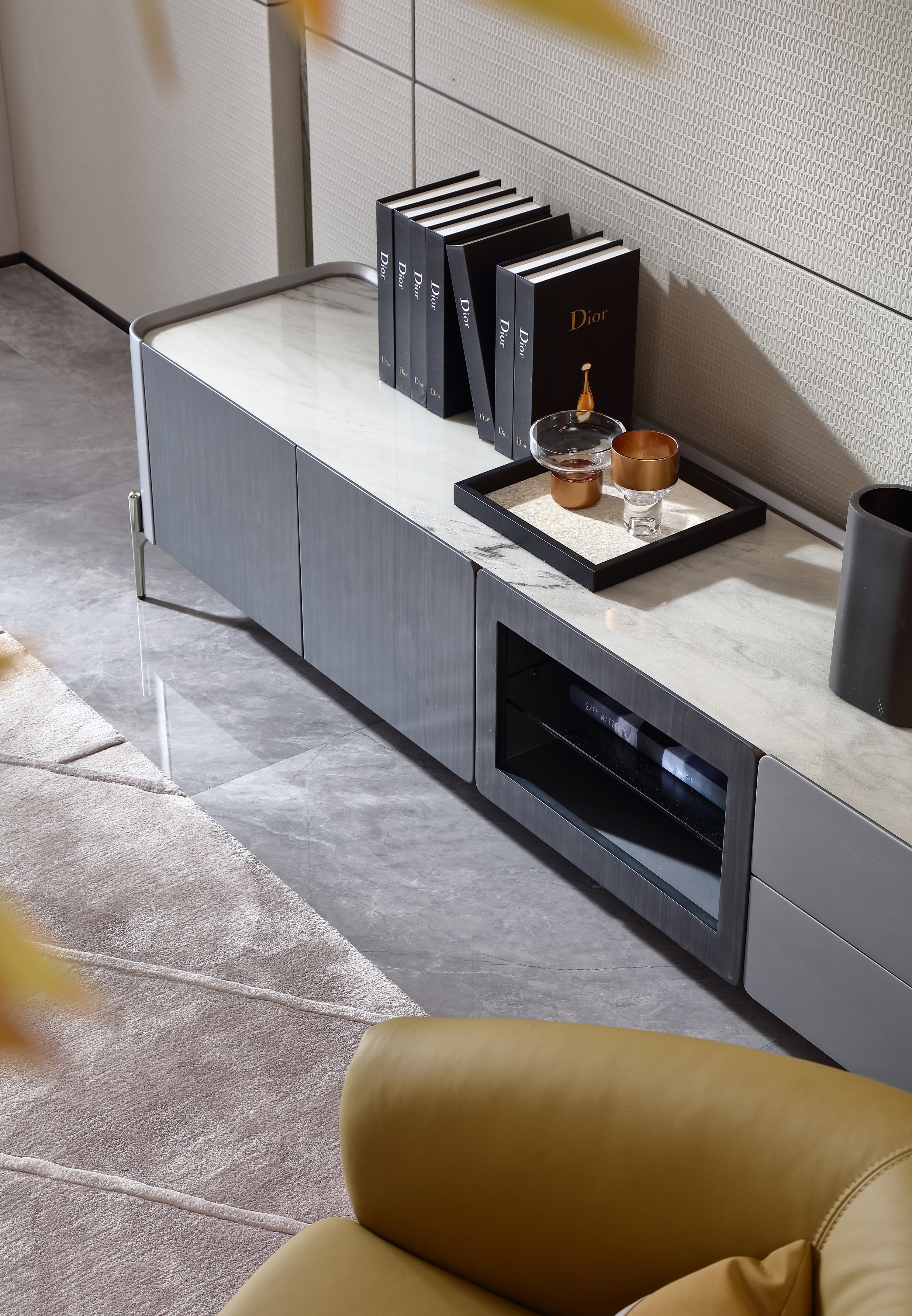 HOTTOP Marble Top Media Console