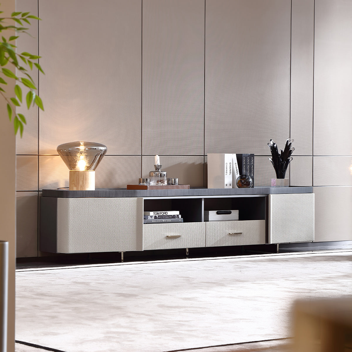 HOTTOP Marble Top Media Console