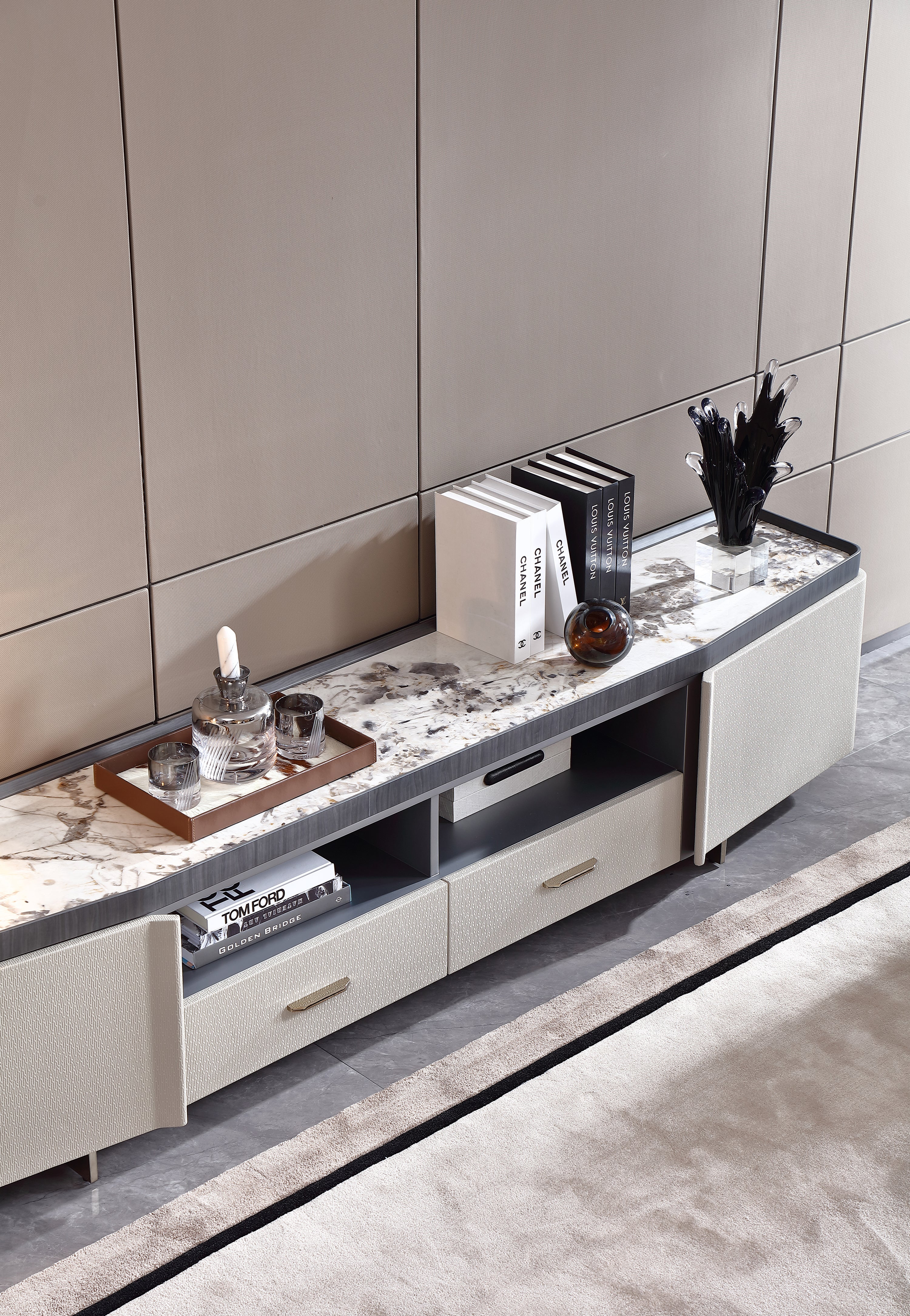 HOTTOP Marble Top Media Console