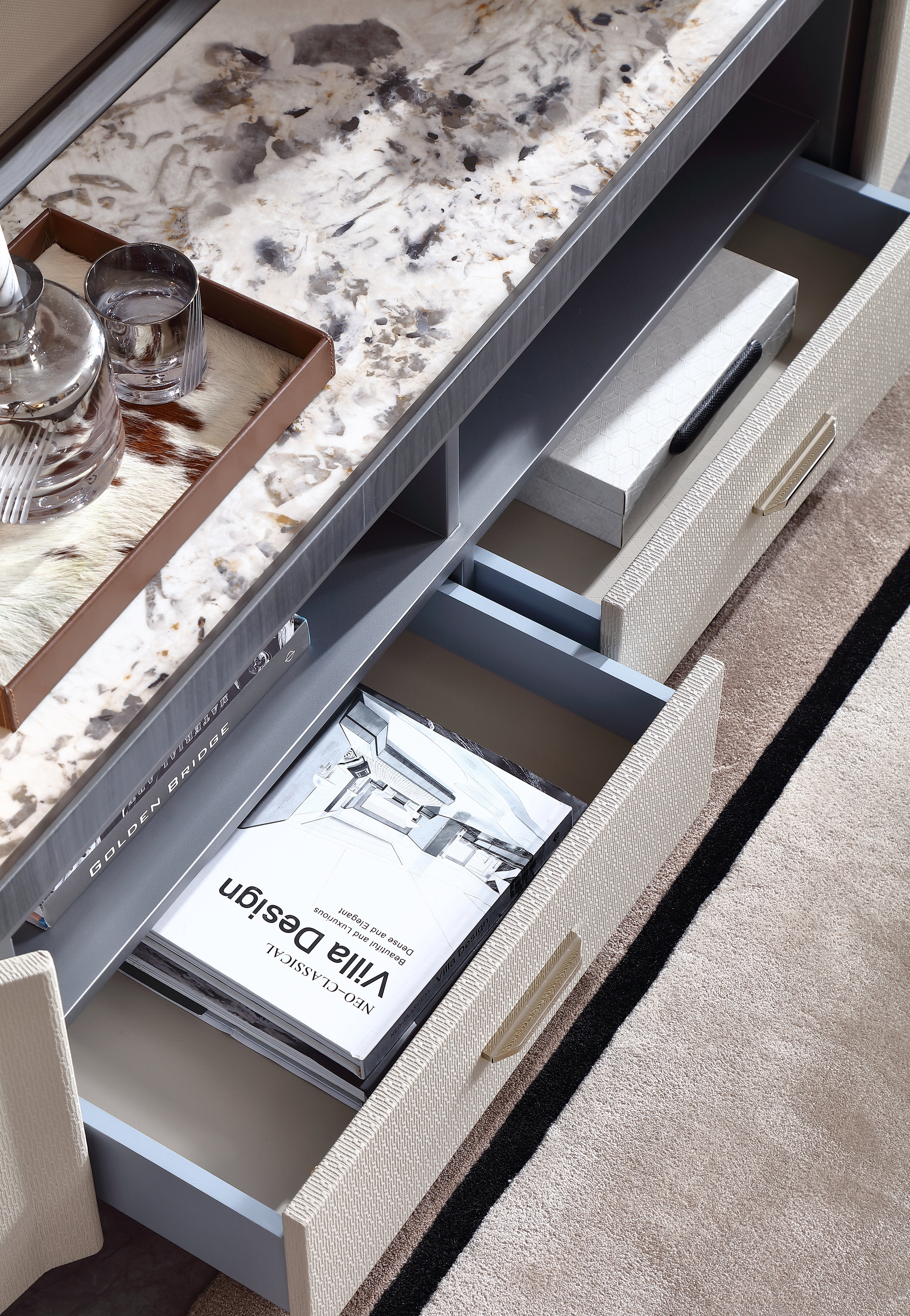 HOTTOP Marble Top Media Console