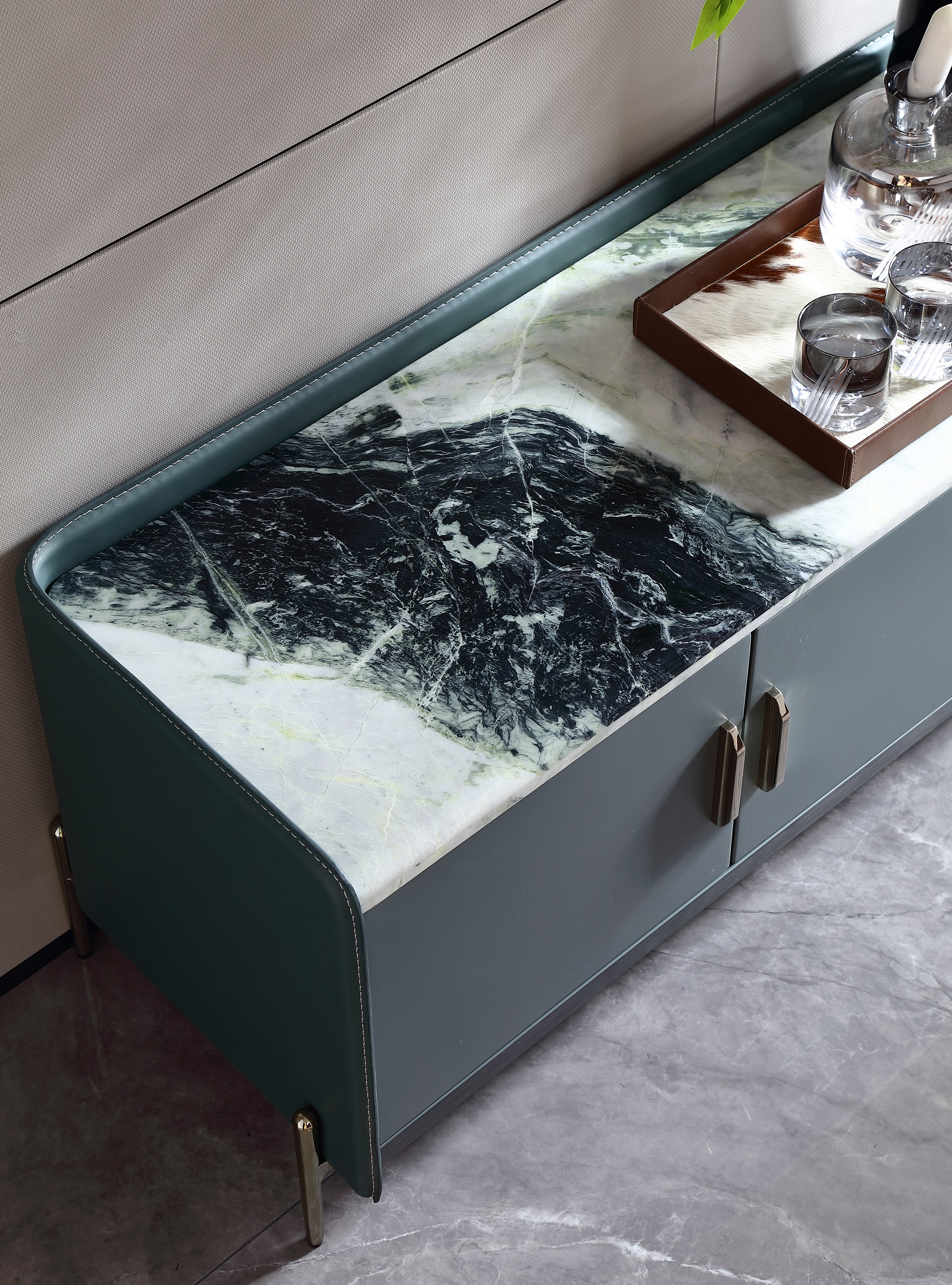 HOTTOP Marble Top TV Media Console