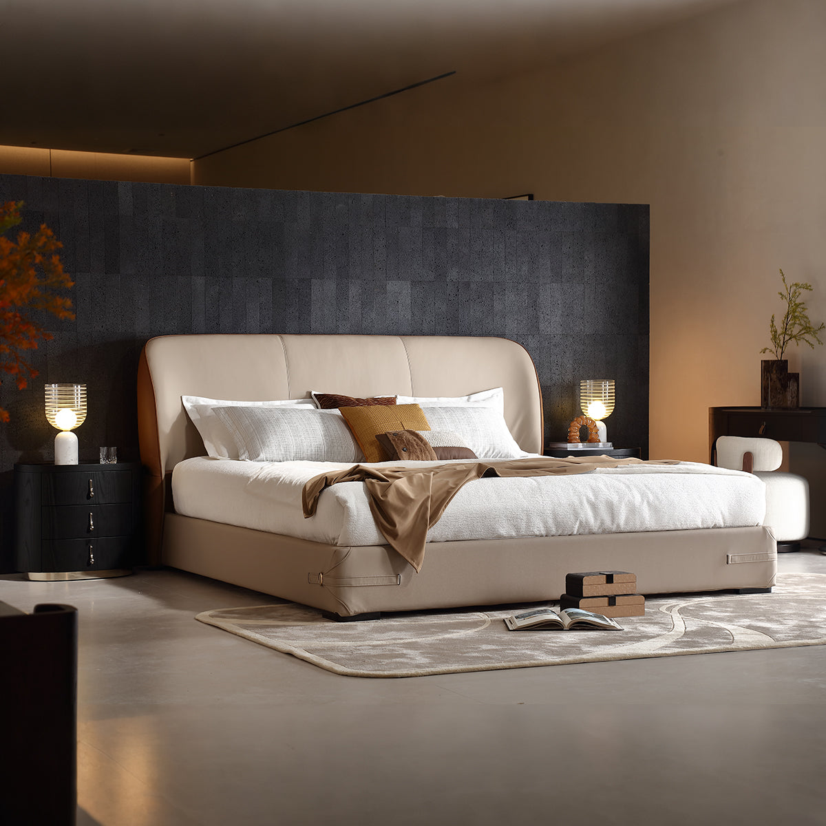 KALMIA Leather Upholstered Bed