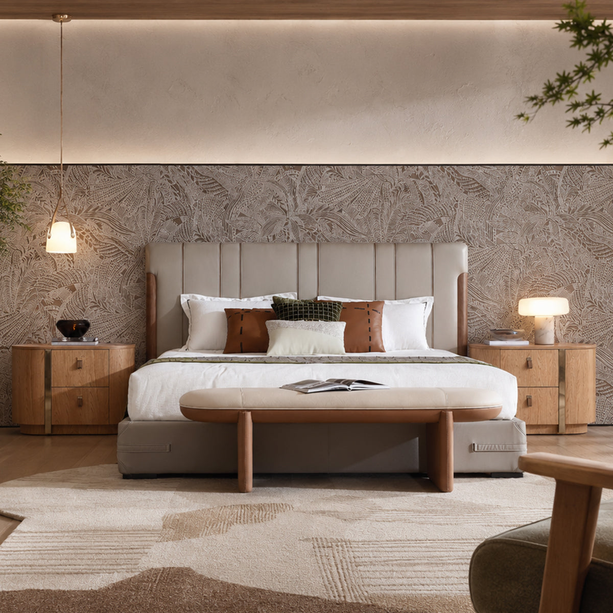 KALMIA Leather Upholstered Bed
