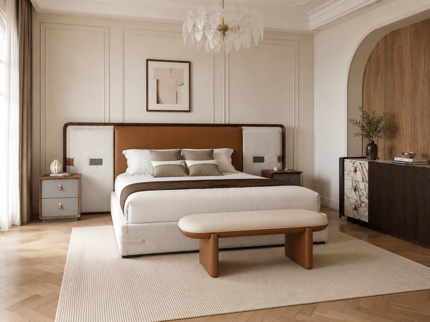 KALMIA Leather Bedroom Bench