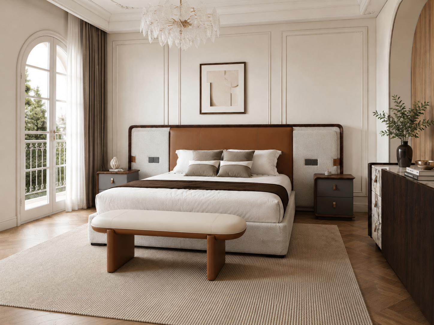 KALMIA Leather Bedroom Bench