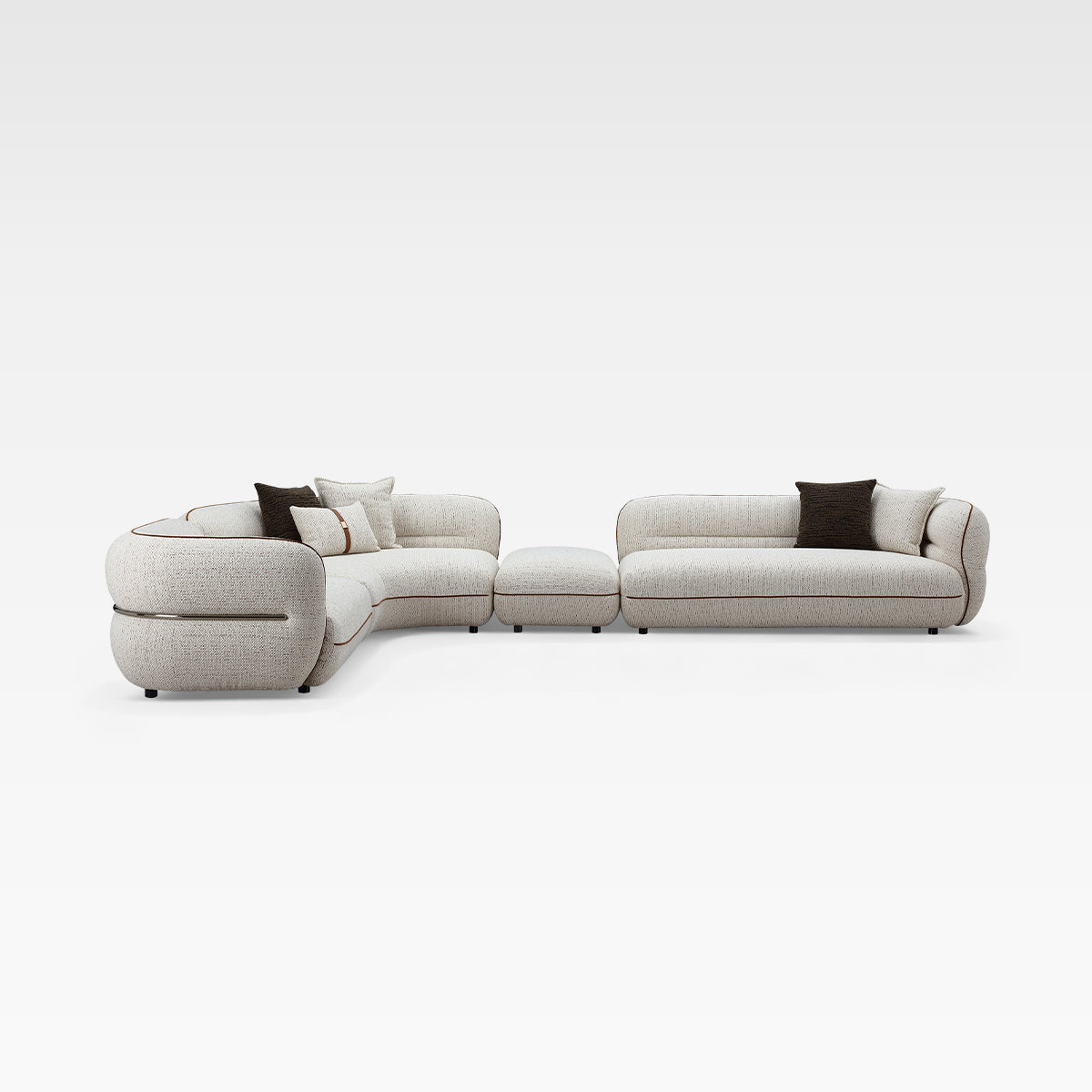 KALMIA Fabric Curved Corner Sectional Sofa