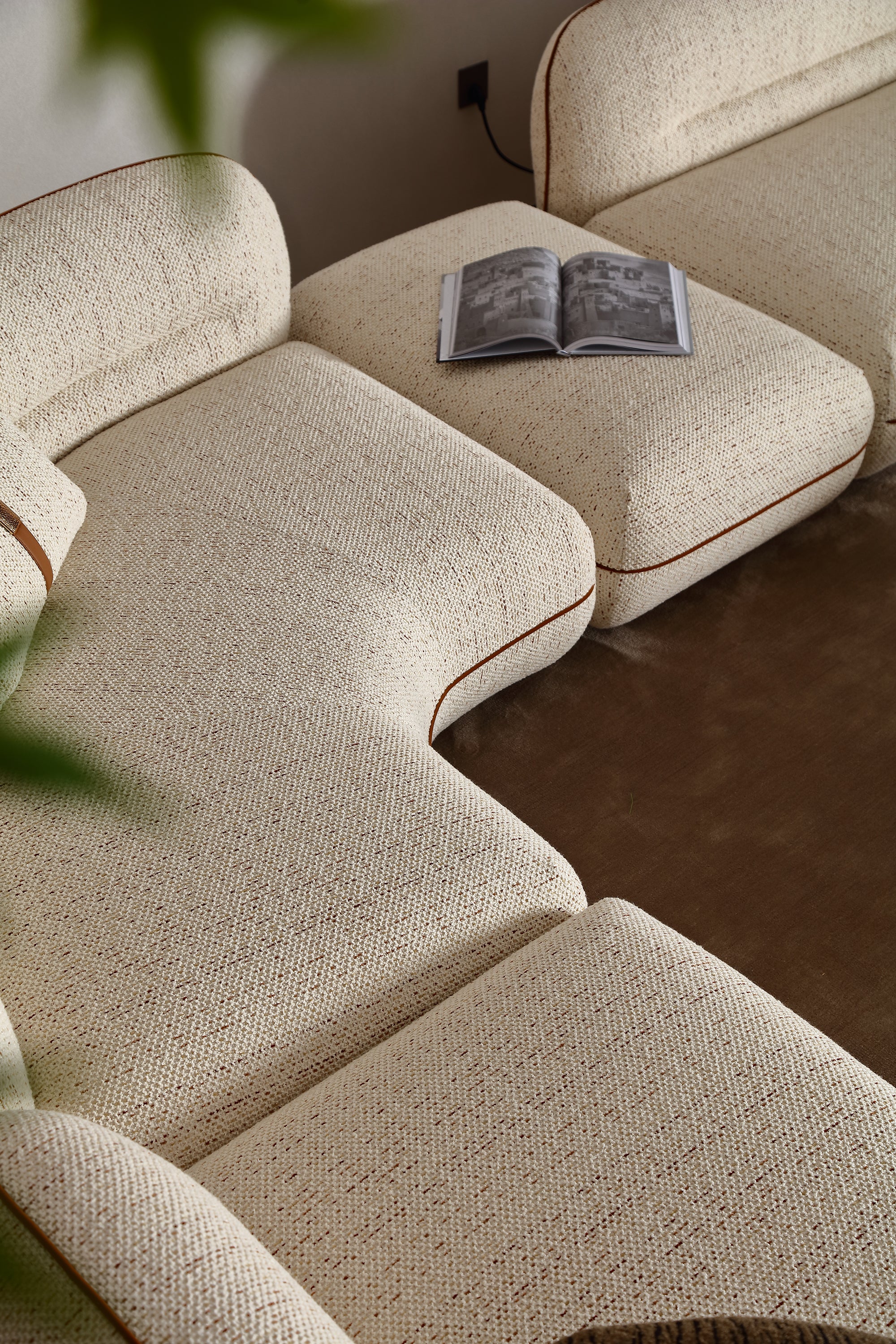 KALMIA Fabric Curved Corner Sectional Sofa