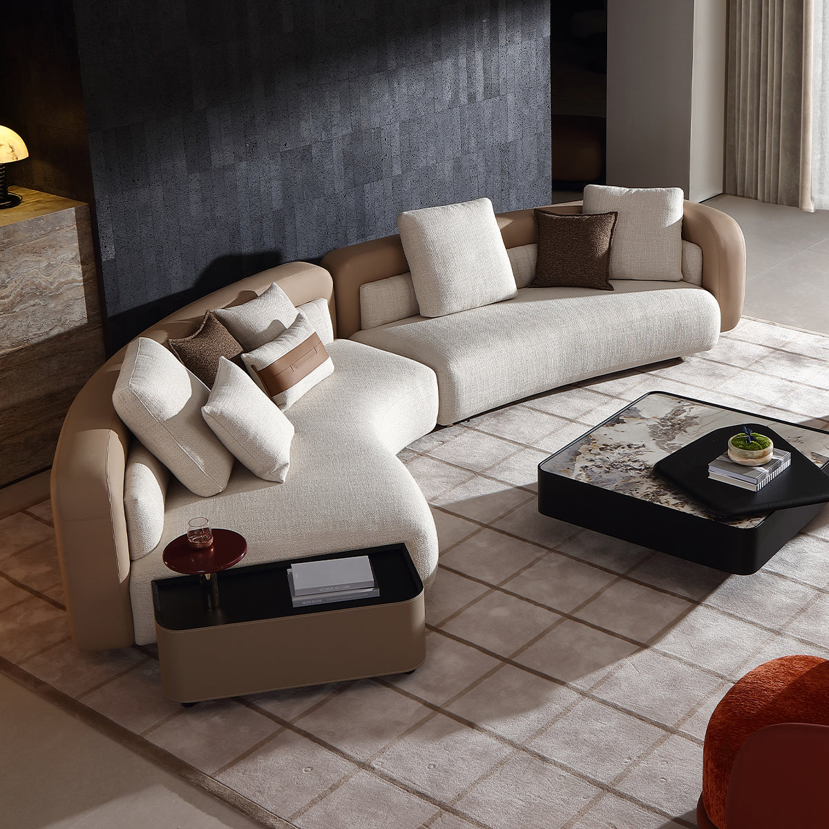 KALMIA Asymmetrical Curved Sofa