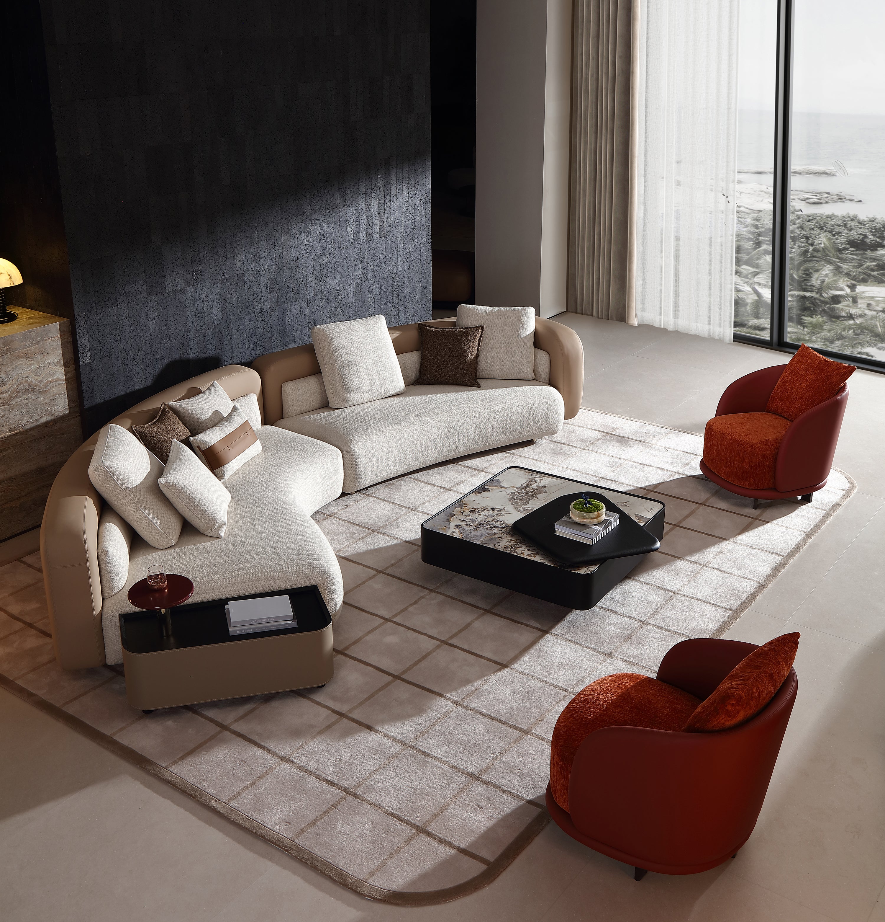 KALMIA Asymmetrical Curved Sofa