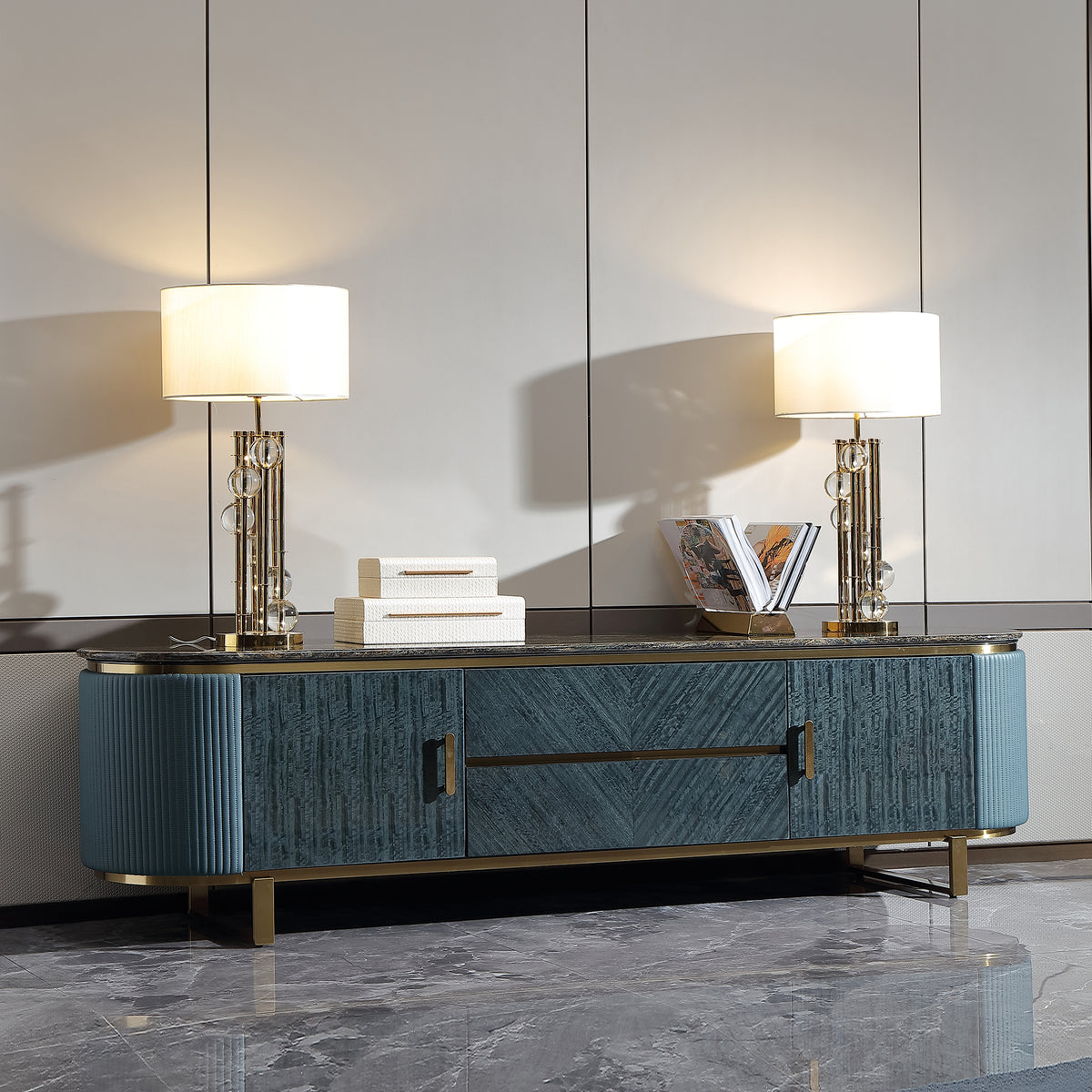 ADILIVE Marble Top Media Console