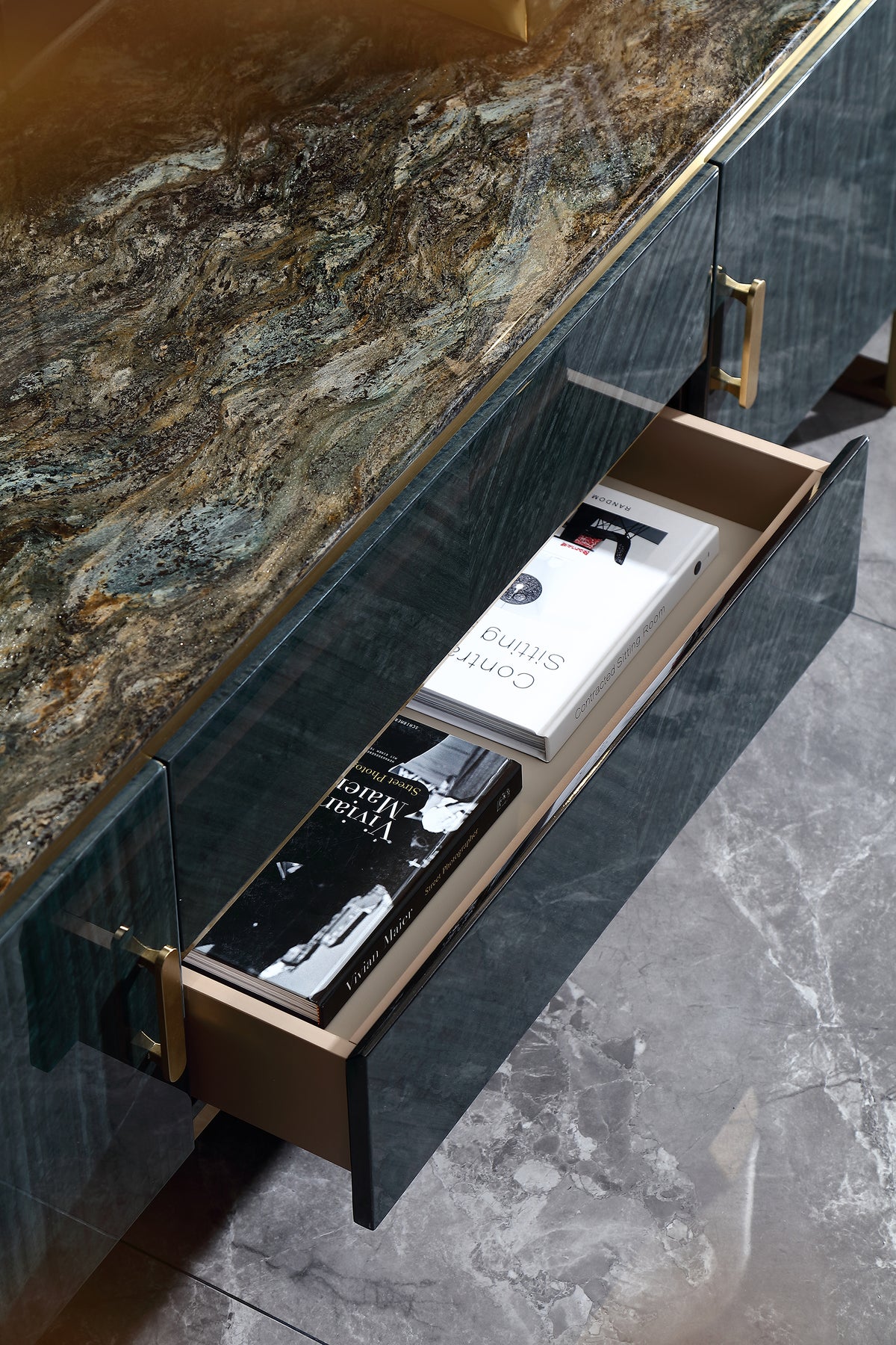 ADILIVE Marble Top Media Console