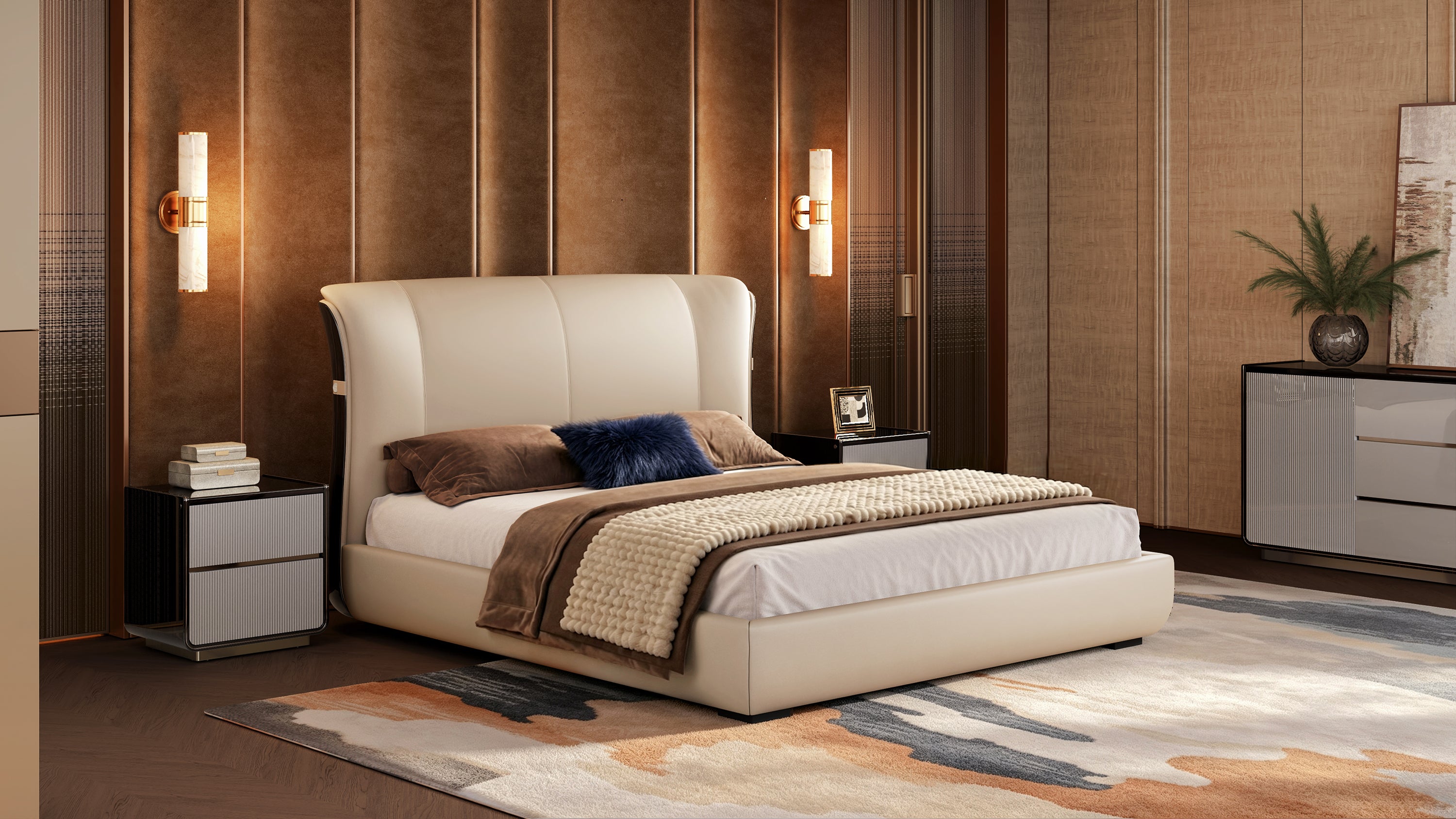 EBONY Leather Upholstered Bed