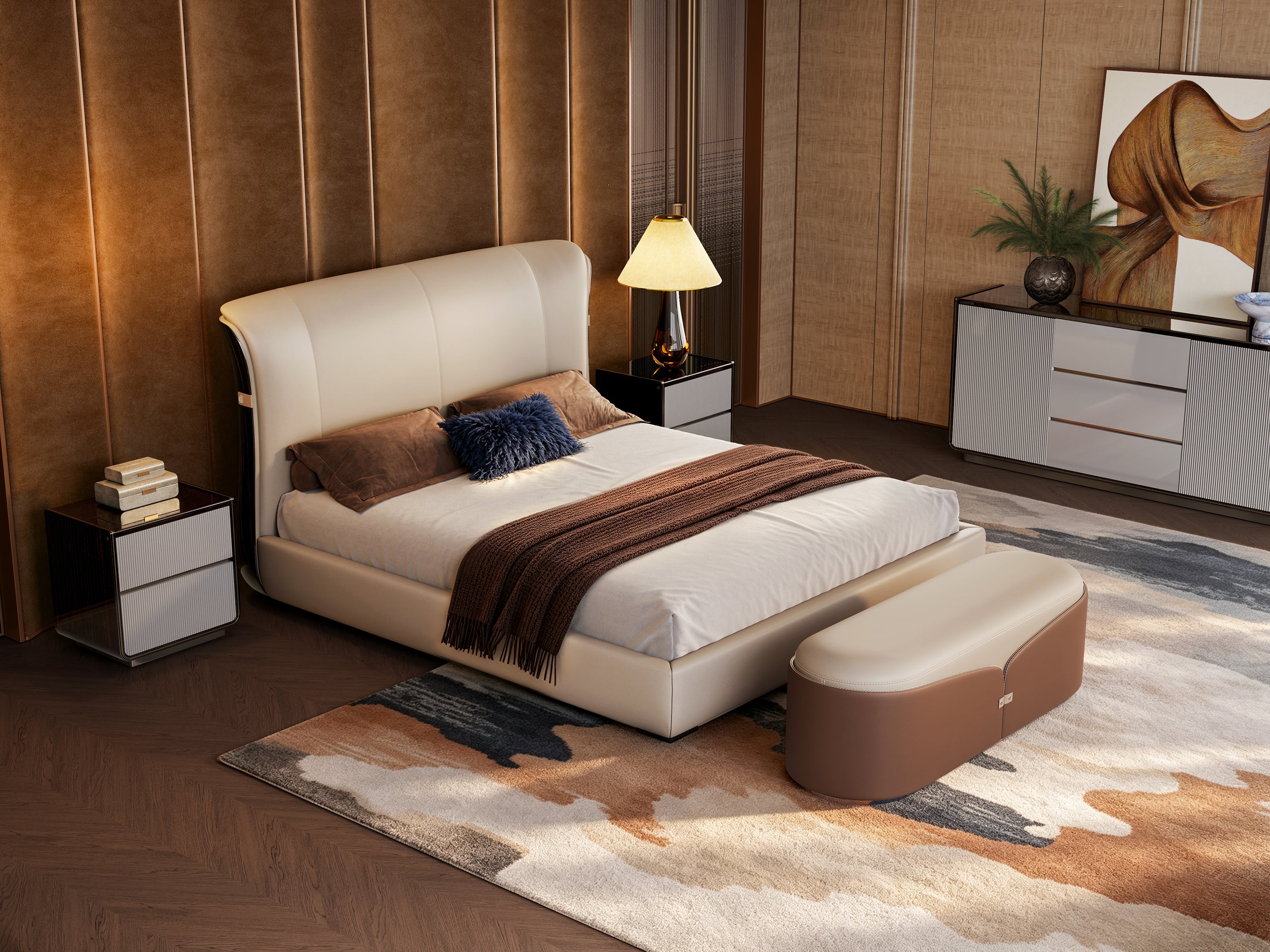 EBONY Leather Upholstered Bed