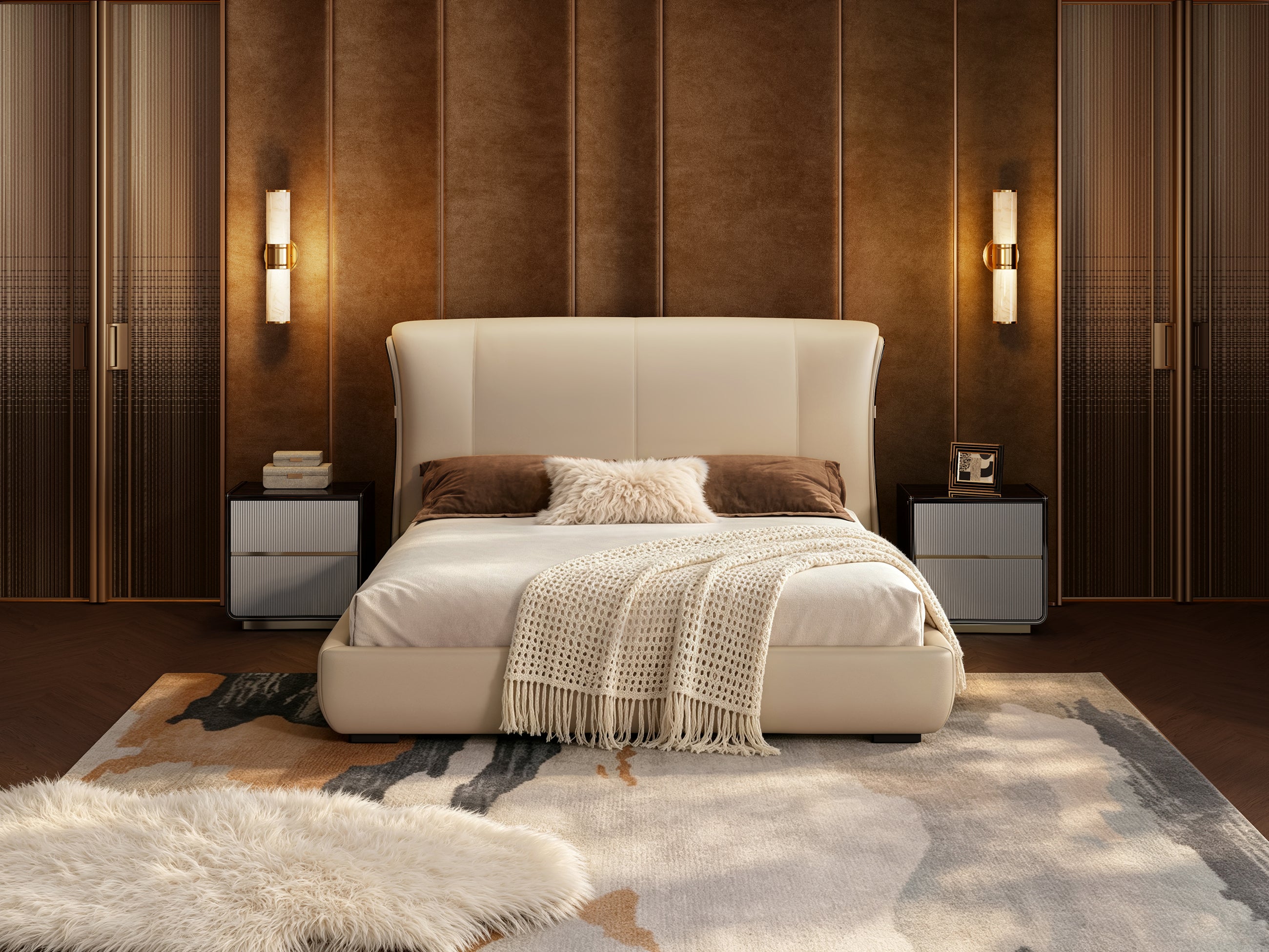 EBONY Leather Upholstered Bed