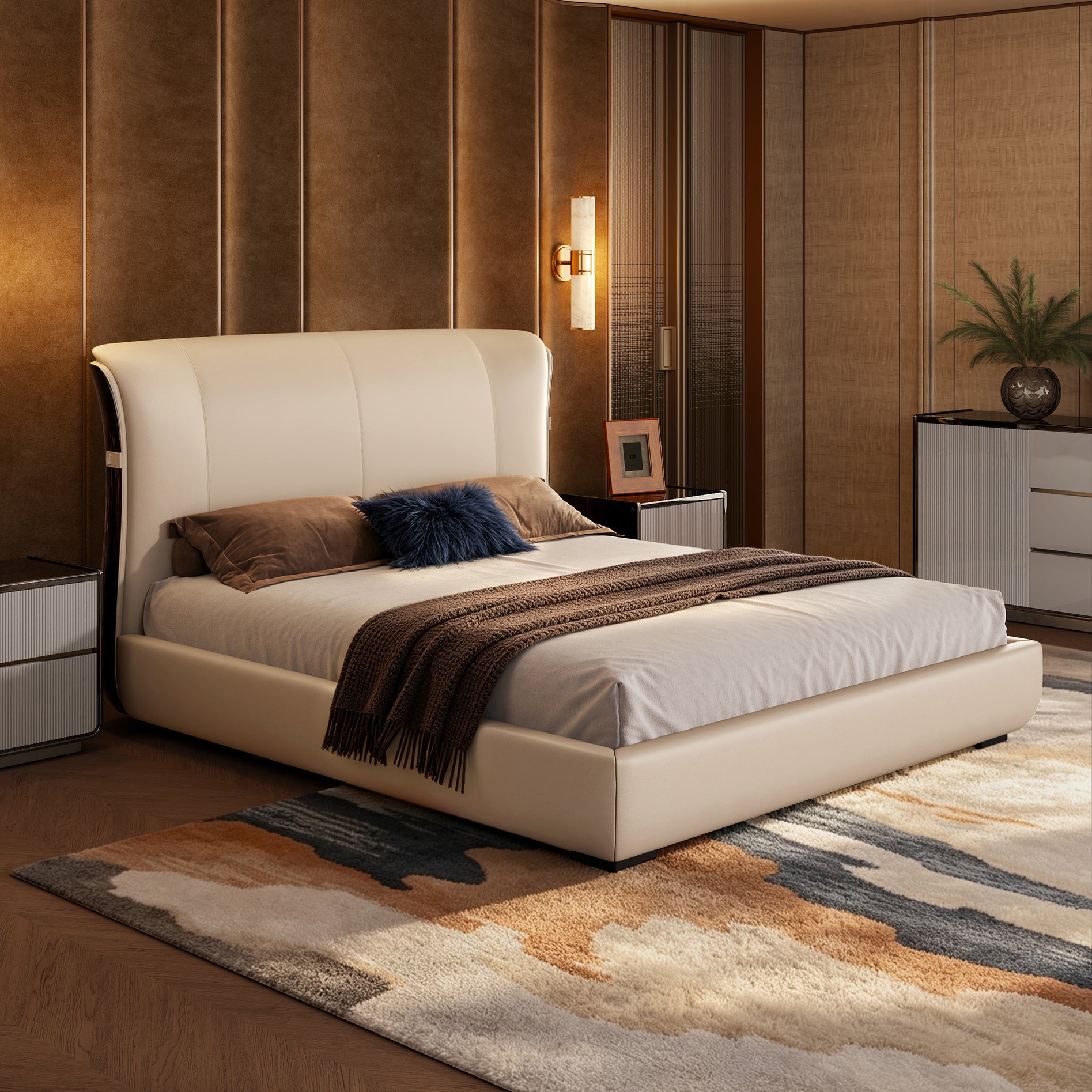 EBONY Leather Upholstered Bed