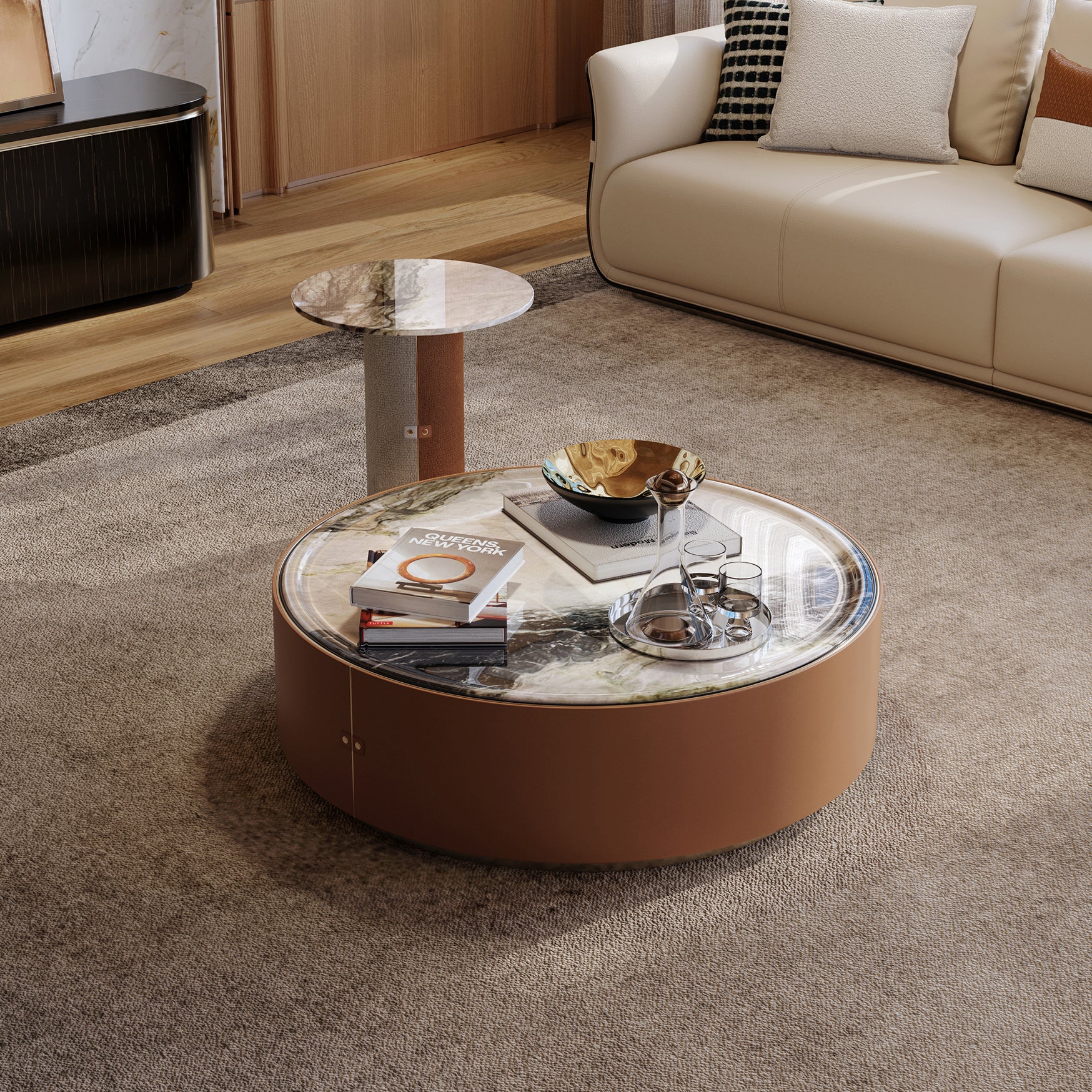 HOTTOP Marble Top Coffee Table