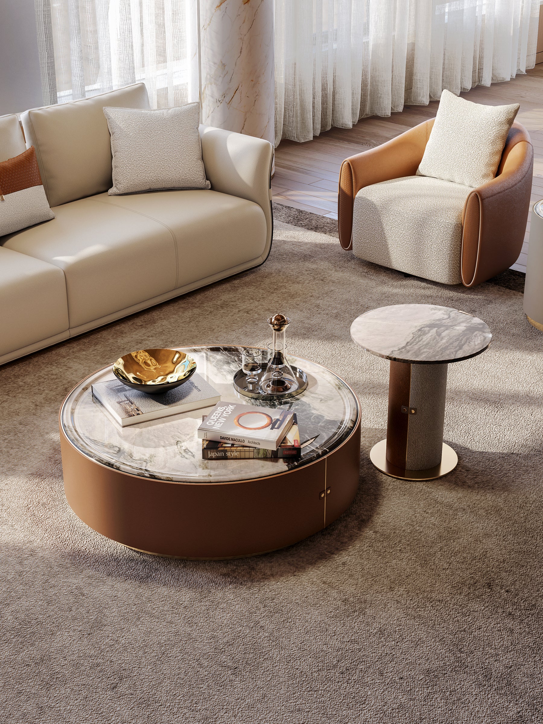 HOTTOP Marble Top Coffee Table