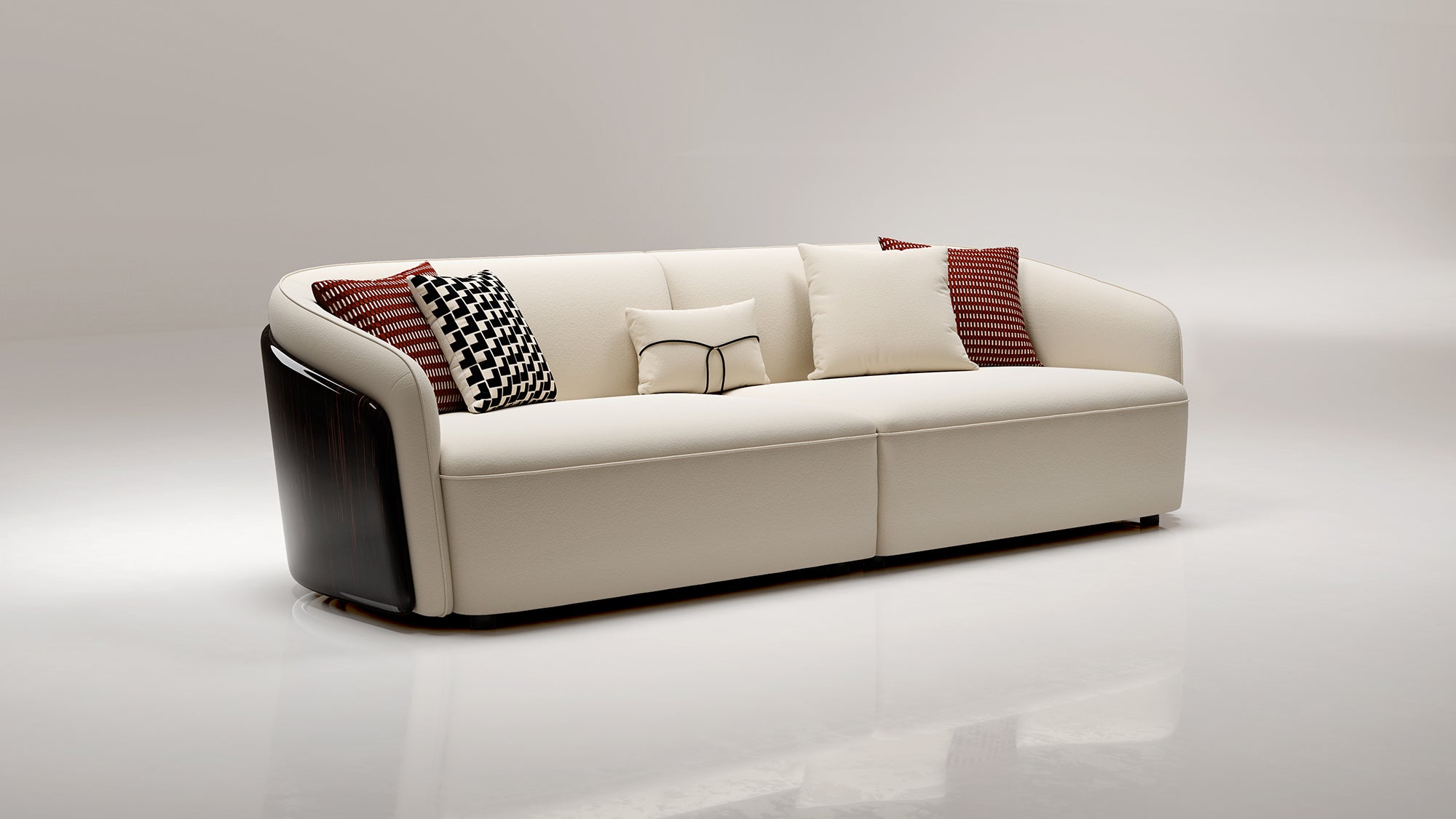 EBONY Curved-Back Straight Sofa