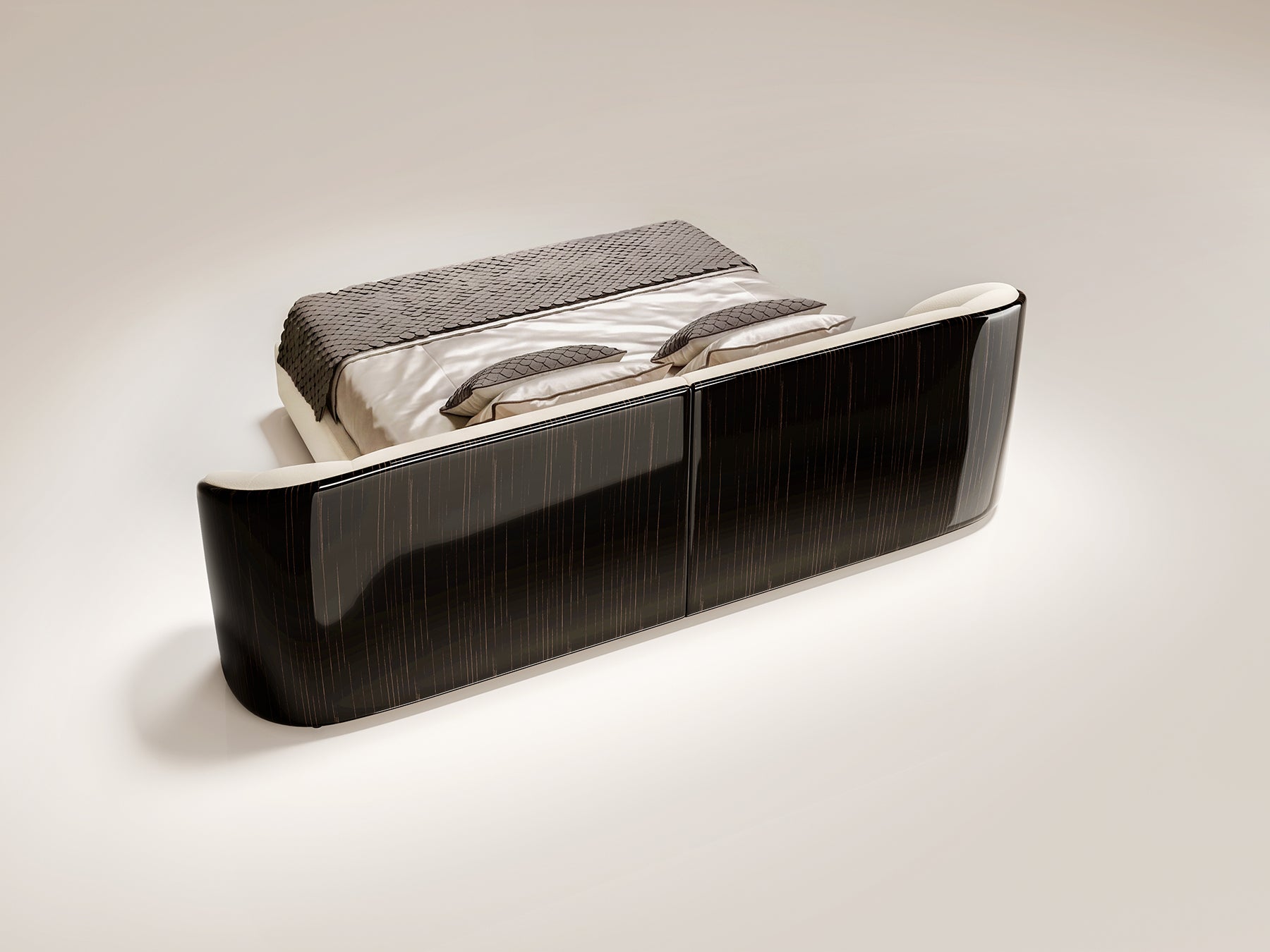EBONY Curved Extended Headboard Bed