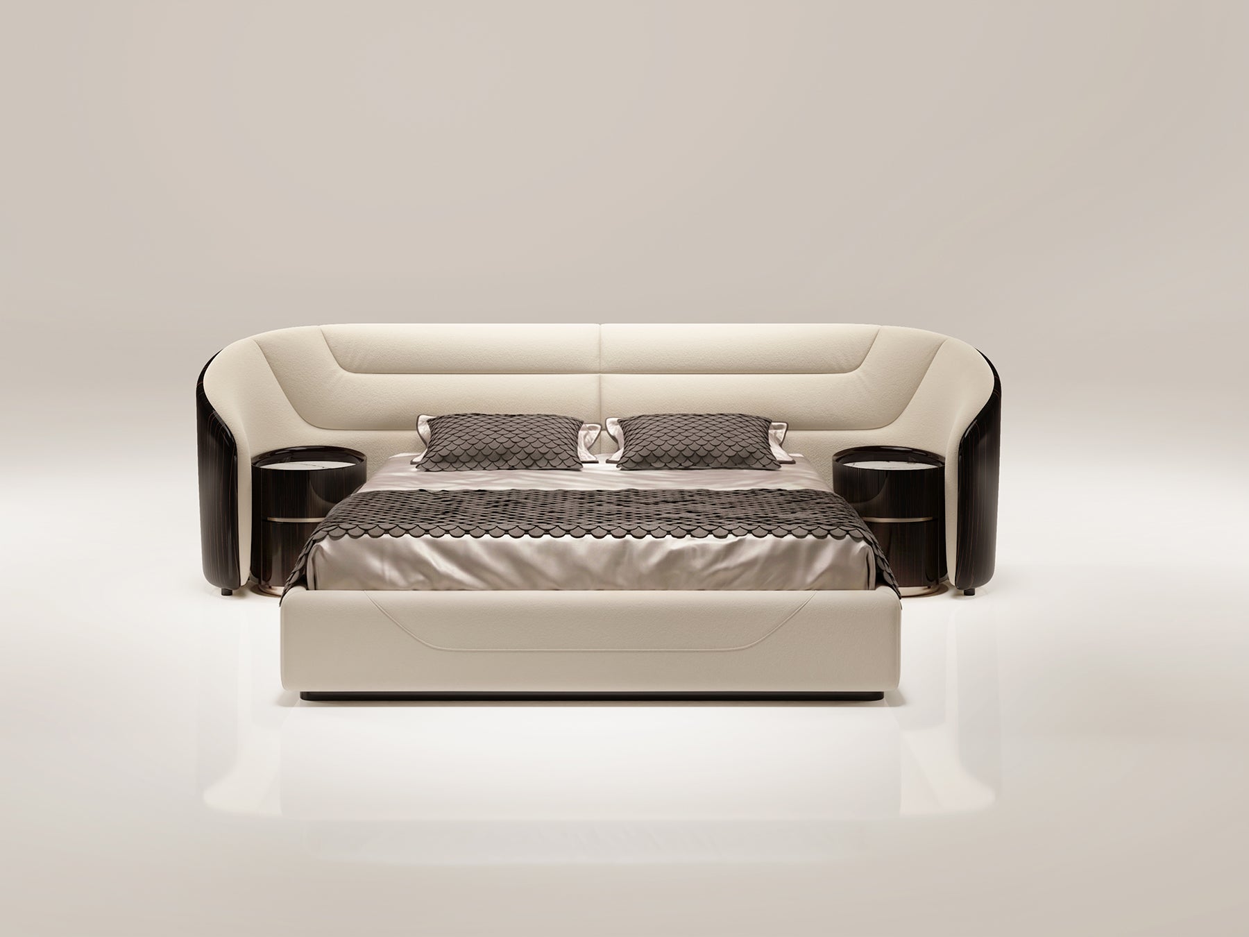 EBONY Curved Extended Headboard Bed